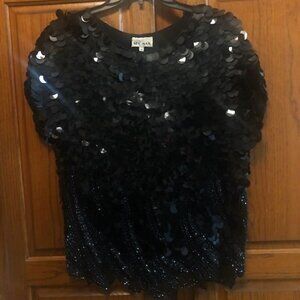 SHO MAX Black Sequined and Beaded Medium size blouse